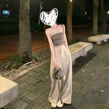 辣妹套装女2025夏季新款气质简约高级感修身显瘦抹胸背心阔腿长裤