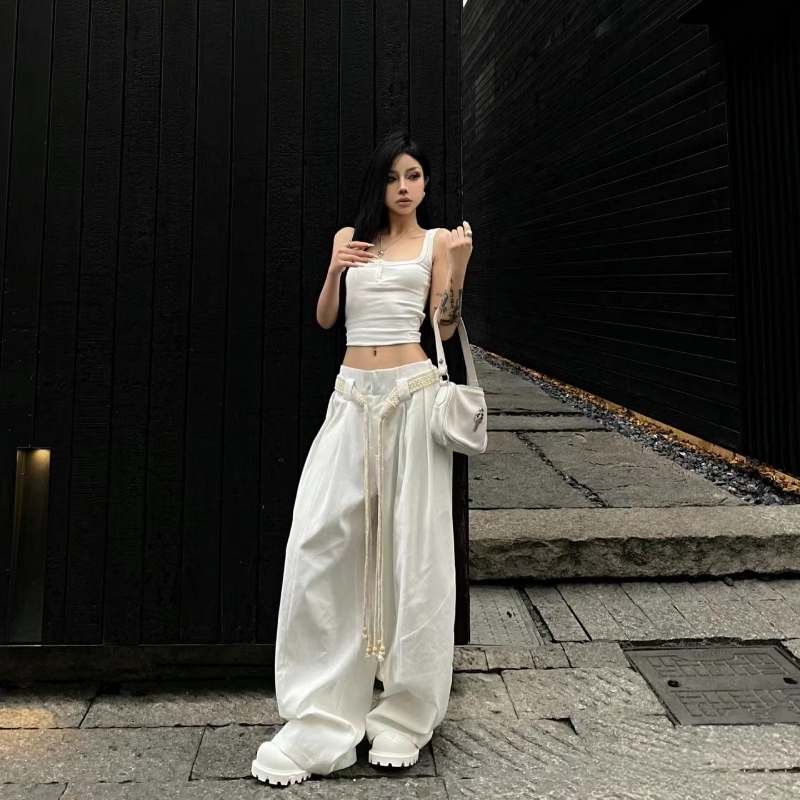 套装女2025夏季新款辣妹显瘦无袖背心上衣阔腿裤子气质穿搭一整套