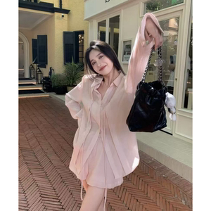 夏装搭配一整套女装夏季新款小个子甜美减龄薄款防晒衬衫短裤套装
