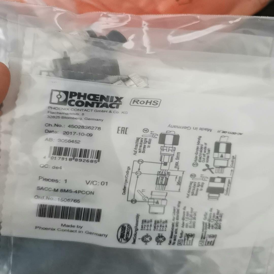 全新原装德国菲尼克斯SACC-M 8MS-4PCON连接器插