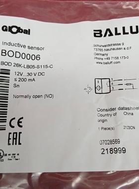全新原装正品巴鲁夫传感器BOD0006 BOD 26K-LB