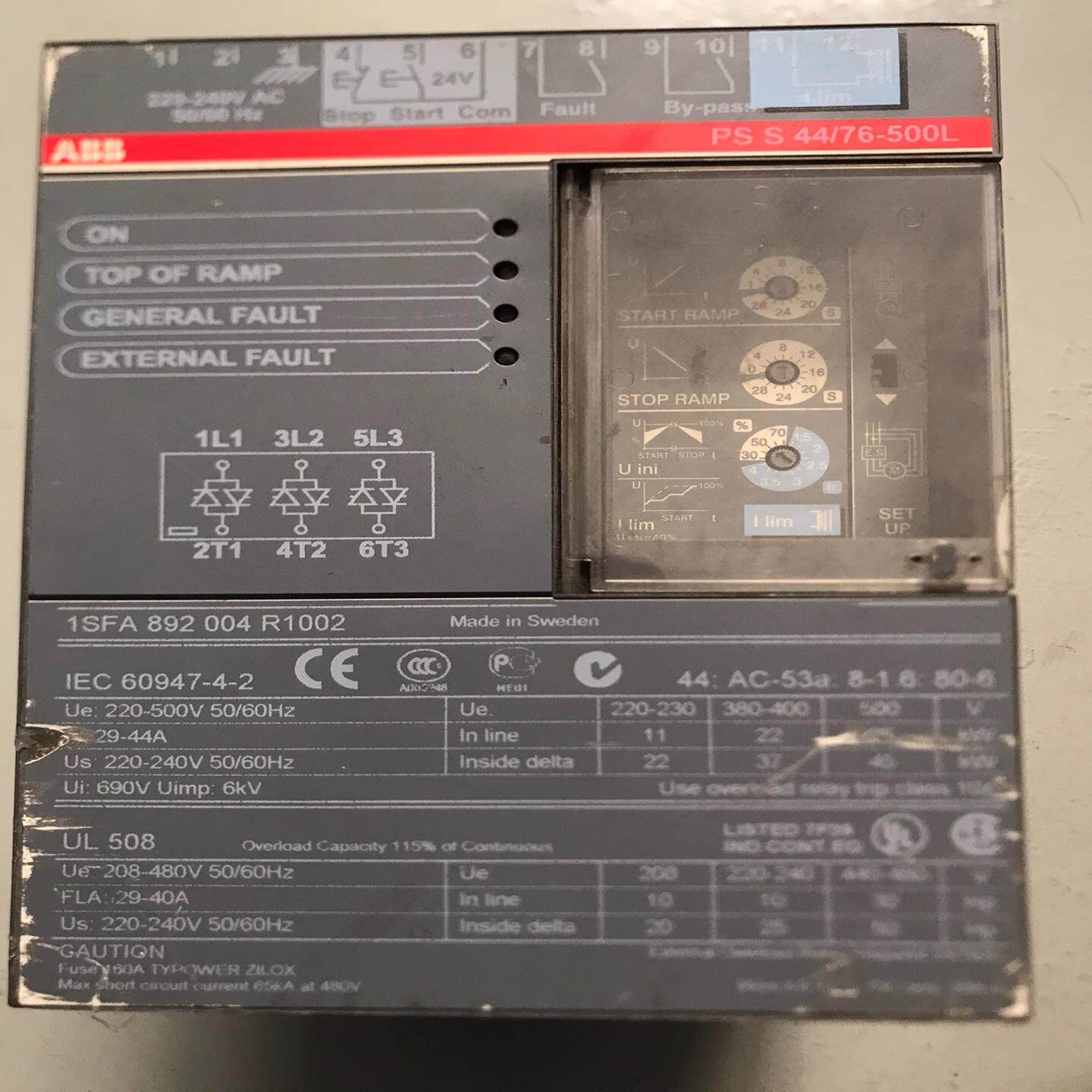 ABB软启动器22KW PSS44/76-500L软启动开关