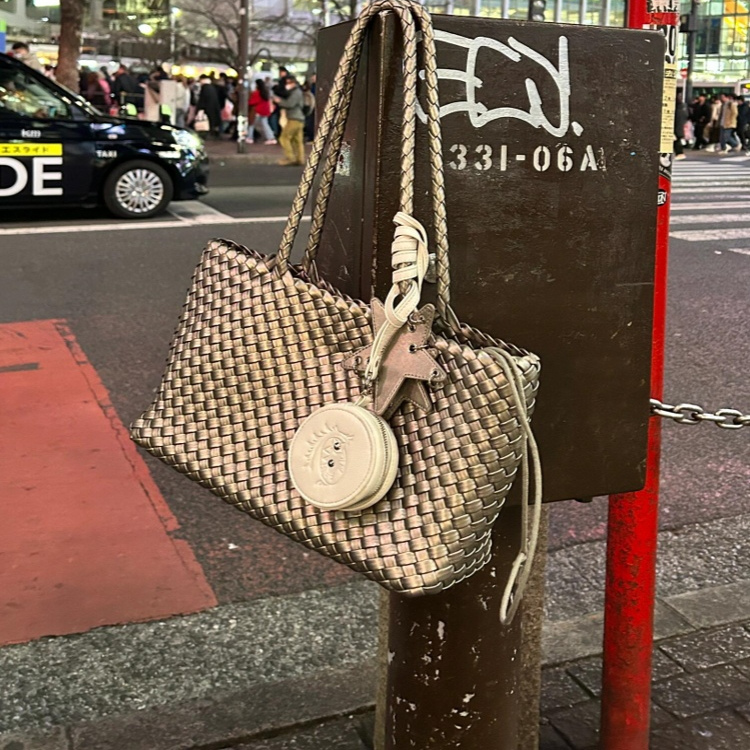 手工编织中号香槟金托特包大容量