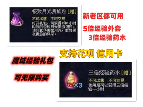 魔域礼包5倍外套＋3倍经验药水魔域五倍外套三倍升级新老区通用