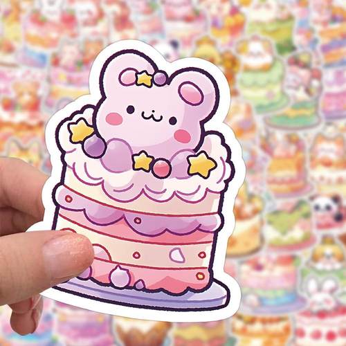 卡通动物蛋糕贴纸装饰