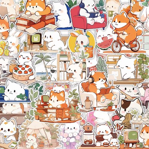 创意可爱小动物的日常贴纸