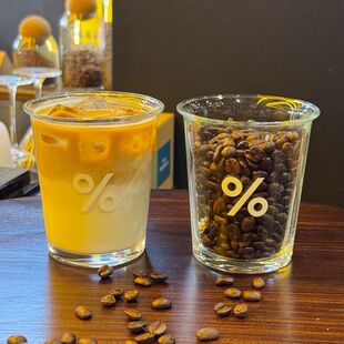 百分号咖啡杯玻璃杯轻奢透明杯子高颜值美式冷饮牛奶杯冷萃拿铁杯