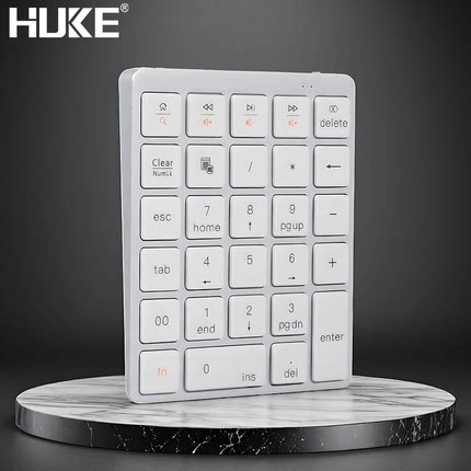 HUKE虎克无线蓝牙键盘数字小键盘有线连接USB扩展可充电金属支持Windows/macOS/安卓财务银行算账辅助键盘