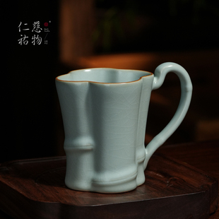 汝窑主人杯单杯复古精致品茗茶杯陶瓷高端个人专用汝瓷礼物执玉杯