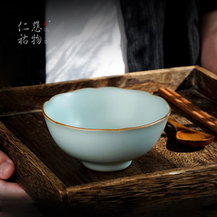 汝窑圆明汤碗汤碗家用陶瓷个人专用精致餐具套装小众复古汝瓷礼物