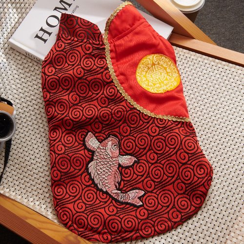 狗狗衣服年年有余唐装旗袍小狗秋