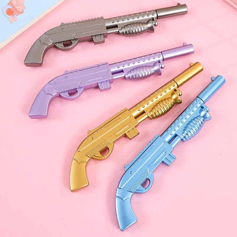 散弹枪中性笔礼品笔仿金属手感中