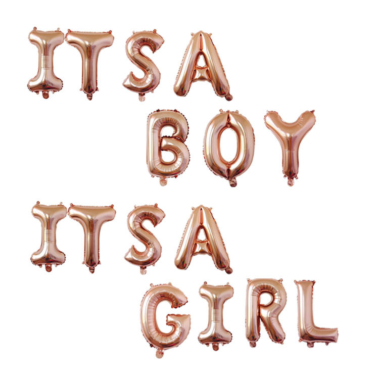 男孩女孩派对装饰baby shower ITS A GIRL 字母铝箔气球
