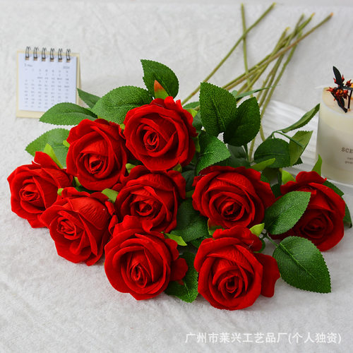 仿玫瑰花单支绒布玫瑰瀑布花墙