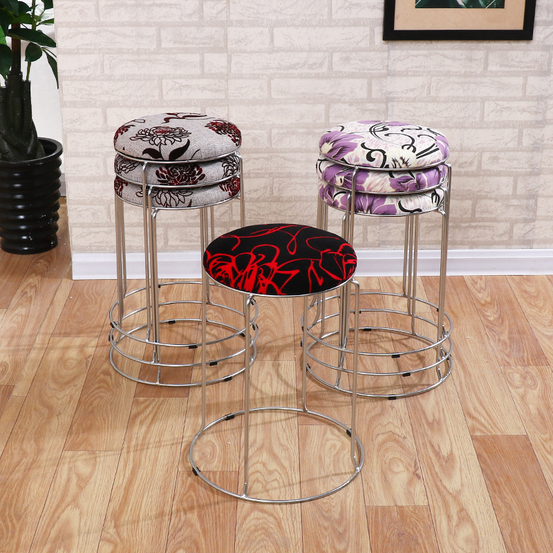 简易家用圆凳可叠放加厚木凳子简约饭店餐馆流水席加固钢筋铁凳子