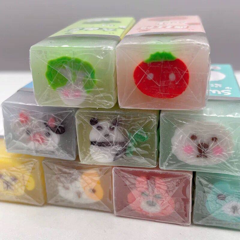 新款 切切乐橡皮擦水果动物夹心卡通橡皮擦可爱水晶铅笔擦文具收