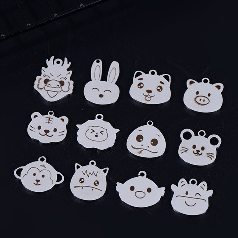 新款12星座吊坠项链男女钛钢霸