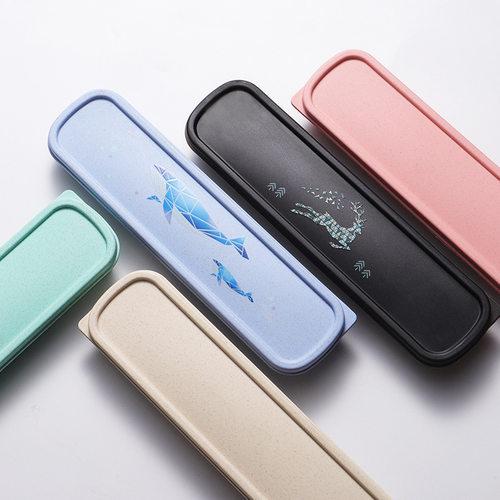 直供彩色餐具盒塑料便携餐具盒