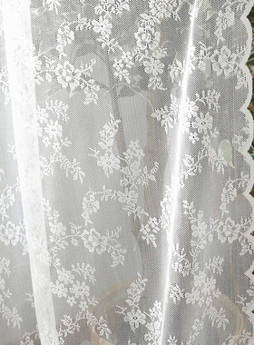 145两侧波浪边白色蕾丝窗纱经编纱蚊帐床帘桌布花边咖啡帘德帘