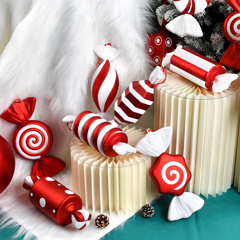 圣诞节装饰32CM电镀彩绘糖果摄影拍摄道具婚庆美陈挂件圣诞树挂饰