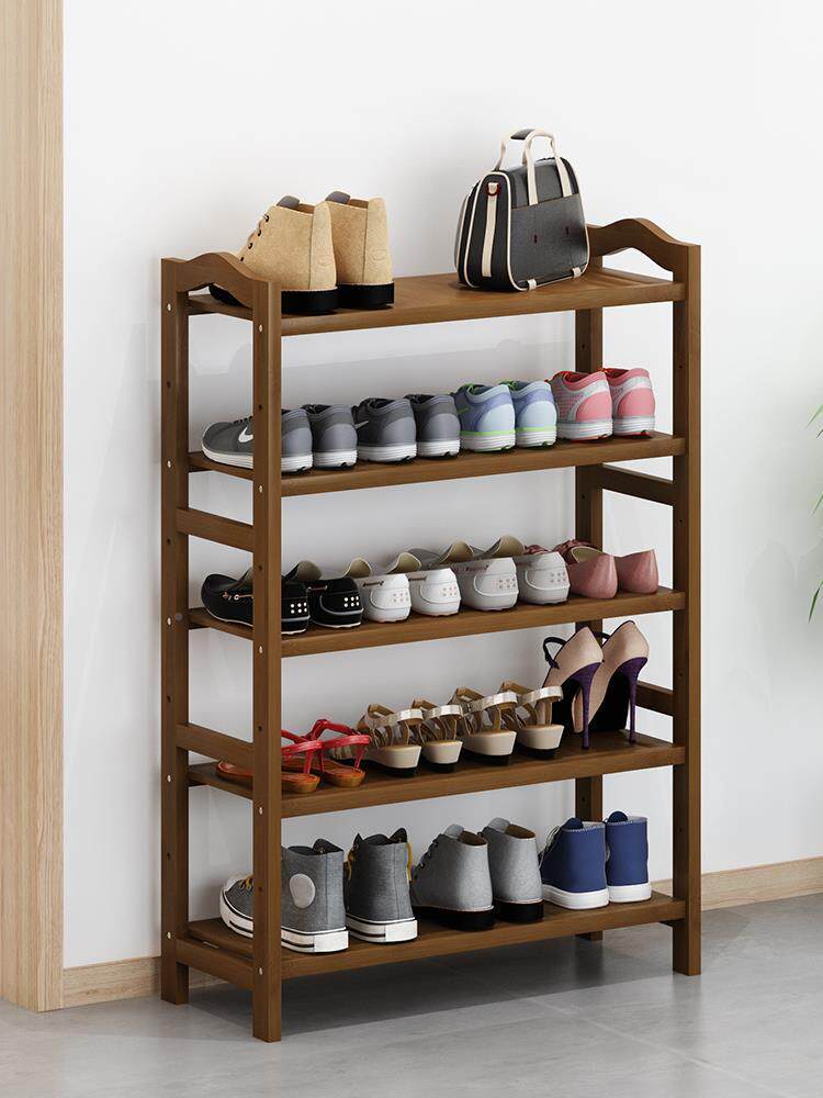 多层门口鞋架简易楠竹深色置物架经济型家用鞋柜收纳架大容量鞋架