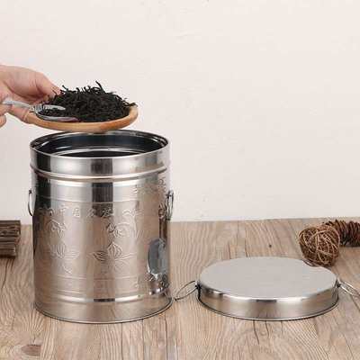 二十斤一斤装不锈钢茶叶桶大容量10-40斤储存罐简约带盖陈皮铁桶