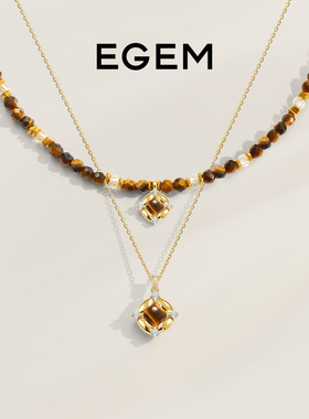 天然虎眼石项链叠戴轻奢新中式