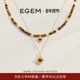 EGEM原创设计钱纹天然虎眼石项链叠戴轻奢新中式 S925纯银吊坠女