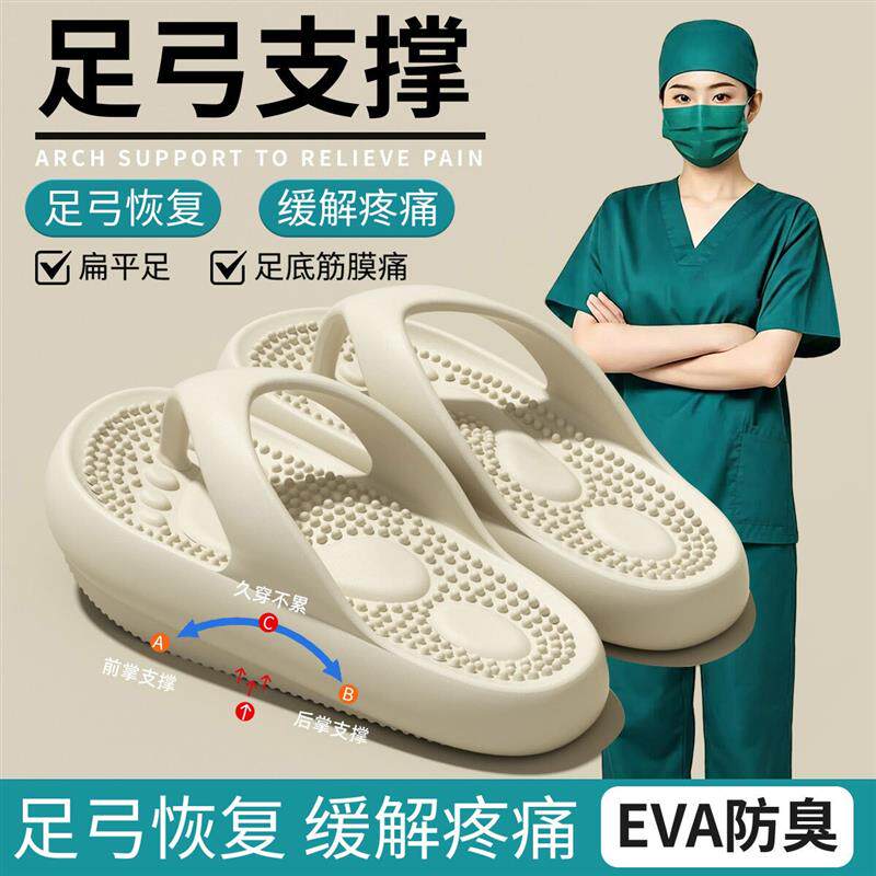 负跟足弓支撑人字拖女防滑矫正