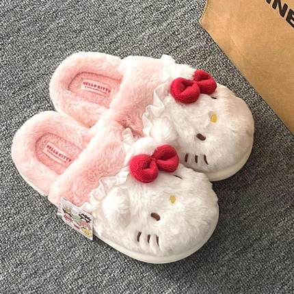 hellokitty棉拖鞋三丽鸥女士秋冬季可爱室内家居保暖厚底新款防滑