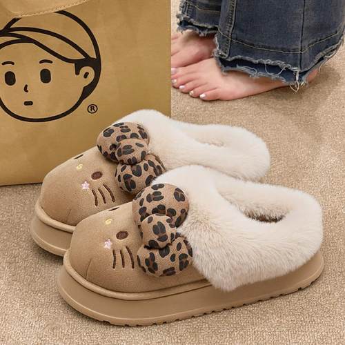 Kitty猫秋冬保暖毛绒棉拖外穿