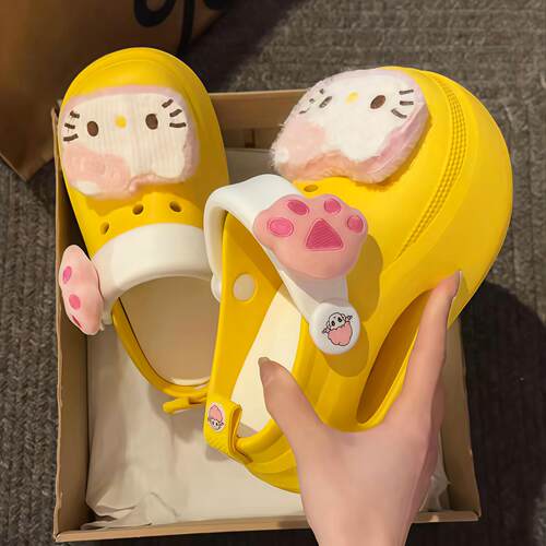 女款厚底增高包头防滑洞洞鞋