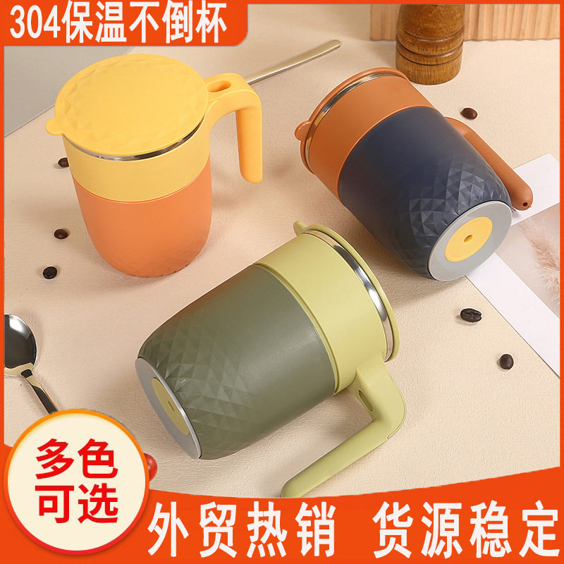 新款 外贸爆款304吸盘不倒杯学生办公室高颜值保温咖啡杯保冷/保