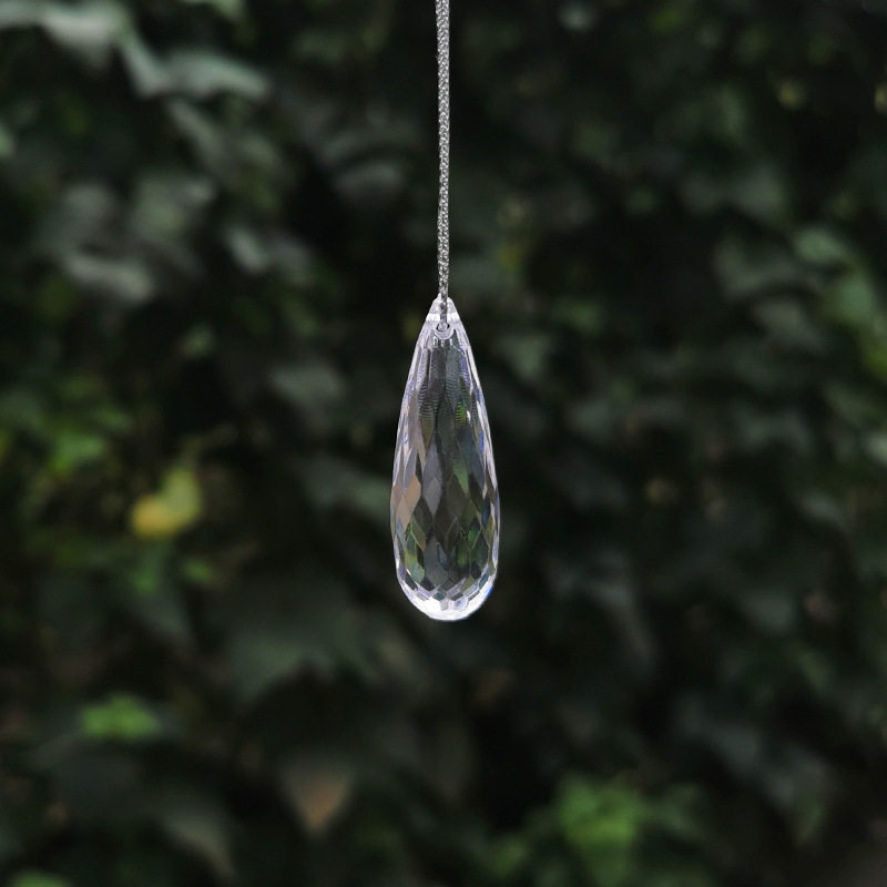 新款 切面长水滴横孔透明雨水滴水晶珠手工串饰品小吊坠散珠子塑