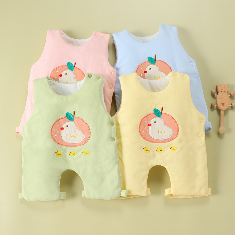 婴儿宝宝肚兜秋冬季夹棉新生儿卡通肚脐加厚睡觉背心着凉肚围保暖