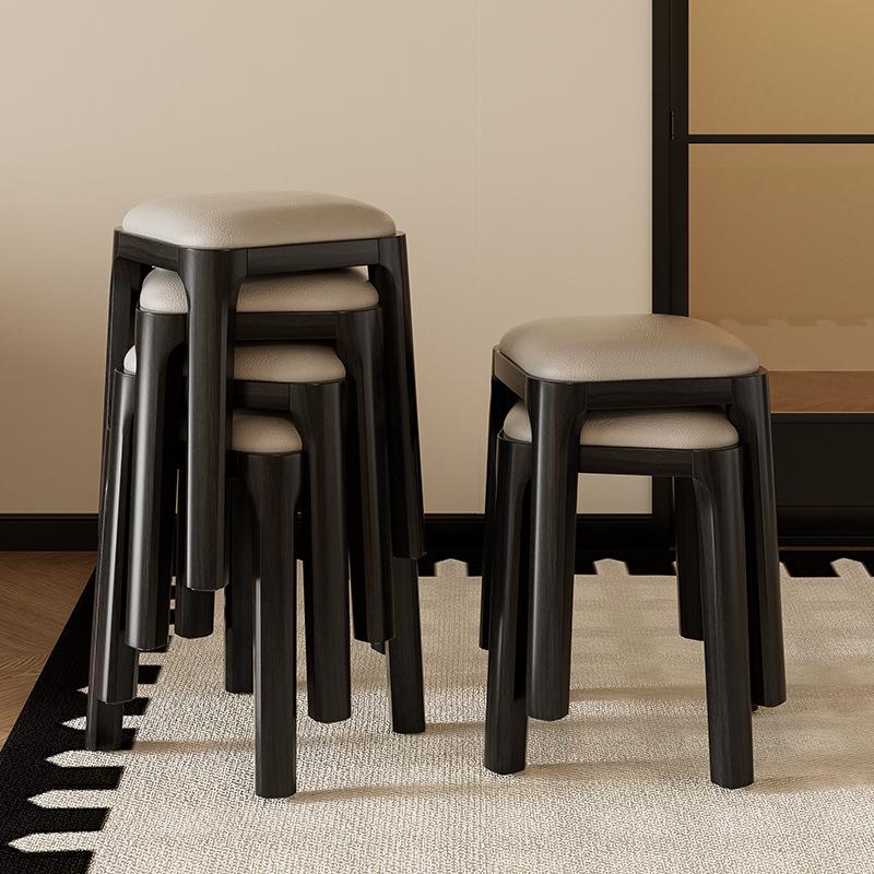 轻奢餐椅家用凳子实木椅子现代简约餐桌凳久坐舒服可叠放餐凳方凳