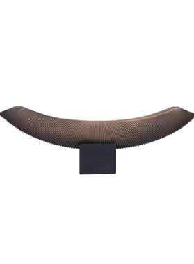 新中式简约条纹船型树脂摆件样板房售楼处客厅玄关别墅工艺装饰品