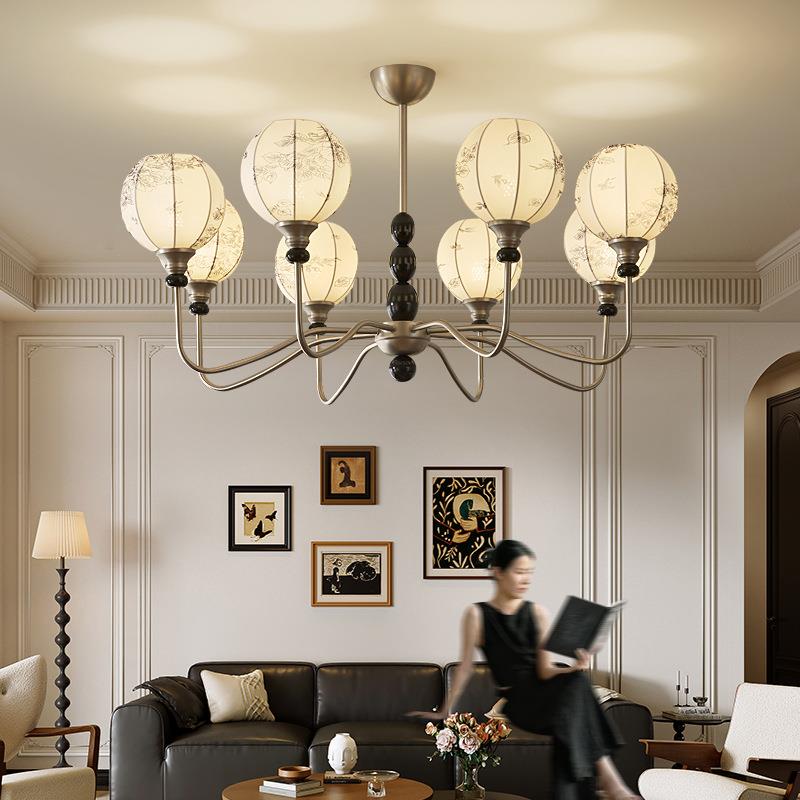 宋代美学吊灯法式中古客厅灯餐厅卧室书房灯饰古典复古风布艺灯具