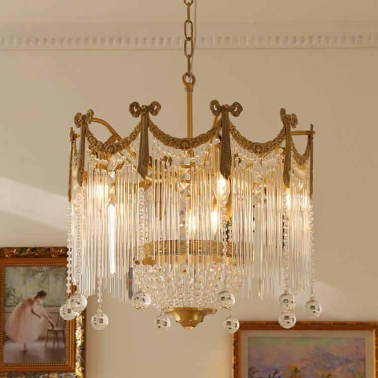 复古法式蝴蝶结水晶灯美式全铜奢华大气别墅卧室餐厅客厅护眼吊灯