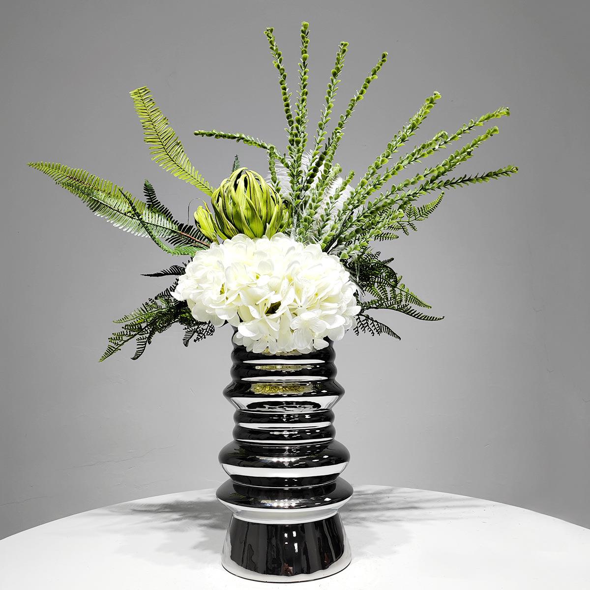 现代花艺轻奢摆件高档客厅玄关茶几酒店样板间前台花瓶仿真花摆放