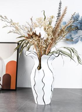 现代极简抽象摆设创意树脂线条花器摆件客厅样板间书房桌面装饰品