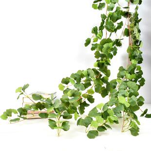 仿真银杏叶藤条 手感绿色黄色银杏叶蔓藤 室内外工程装饰厂家