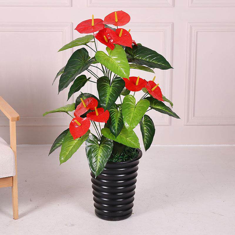 假花仿真花红掌盆栽 客厅落地园艺装饰盆景绿植物树塑料室内摆件