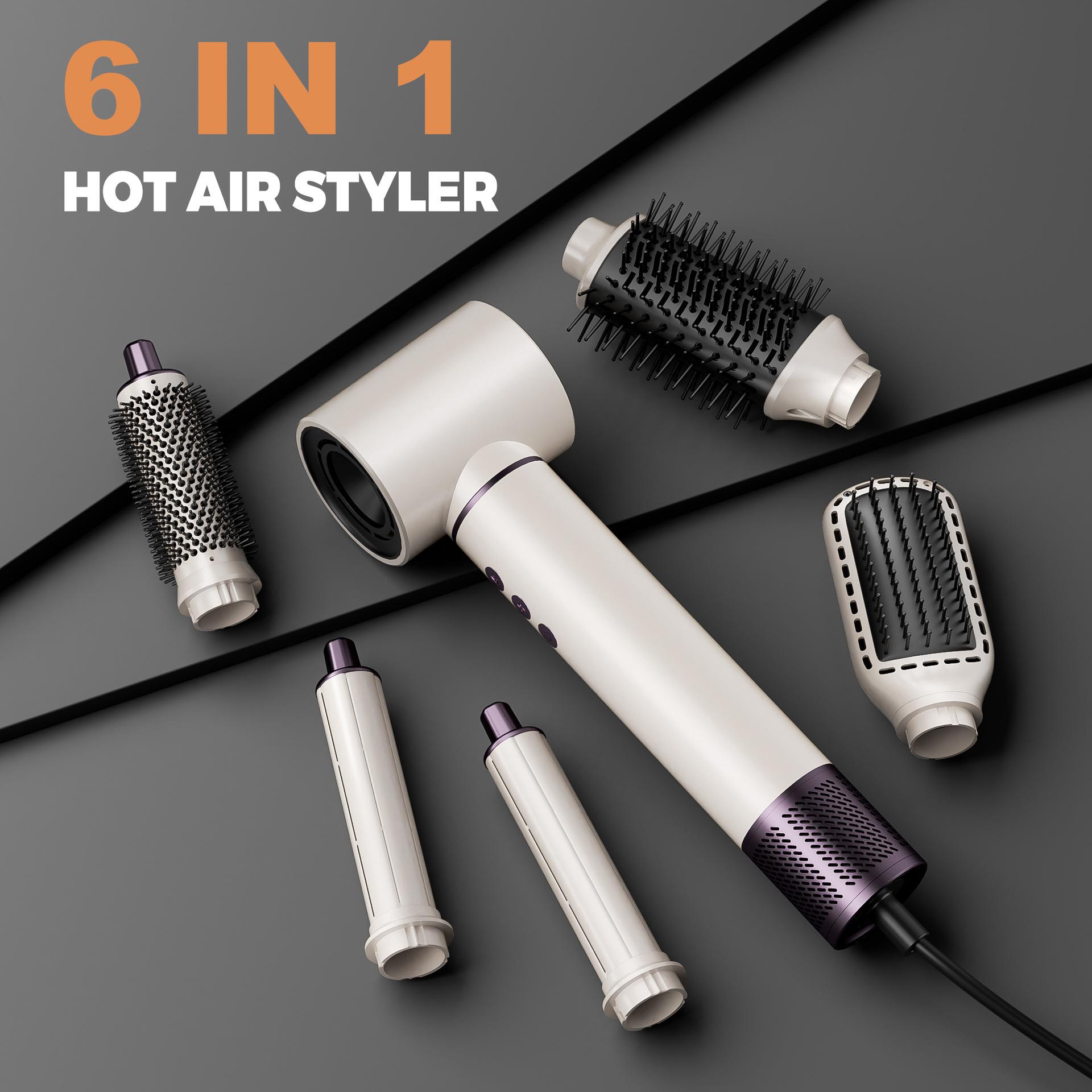 跨境热卖高速热风梳六合一卷直发器新款多功能吹风机套装吹风梳子