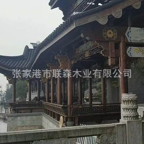 直销菠萝格防腐木材廊桥 回廊 景观凉亭 户外庭院仿古实木工程
