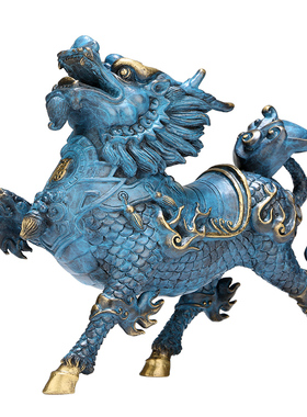 精选《风火麒麟》摆件 招财铜麒麟一对公母纯铜家居风水开业工艺