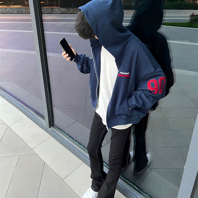 连帽拉链国潮重磅春秋款百搭开衫