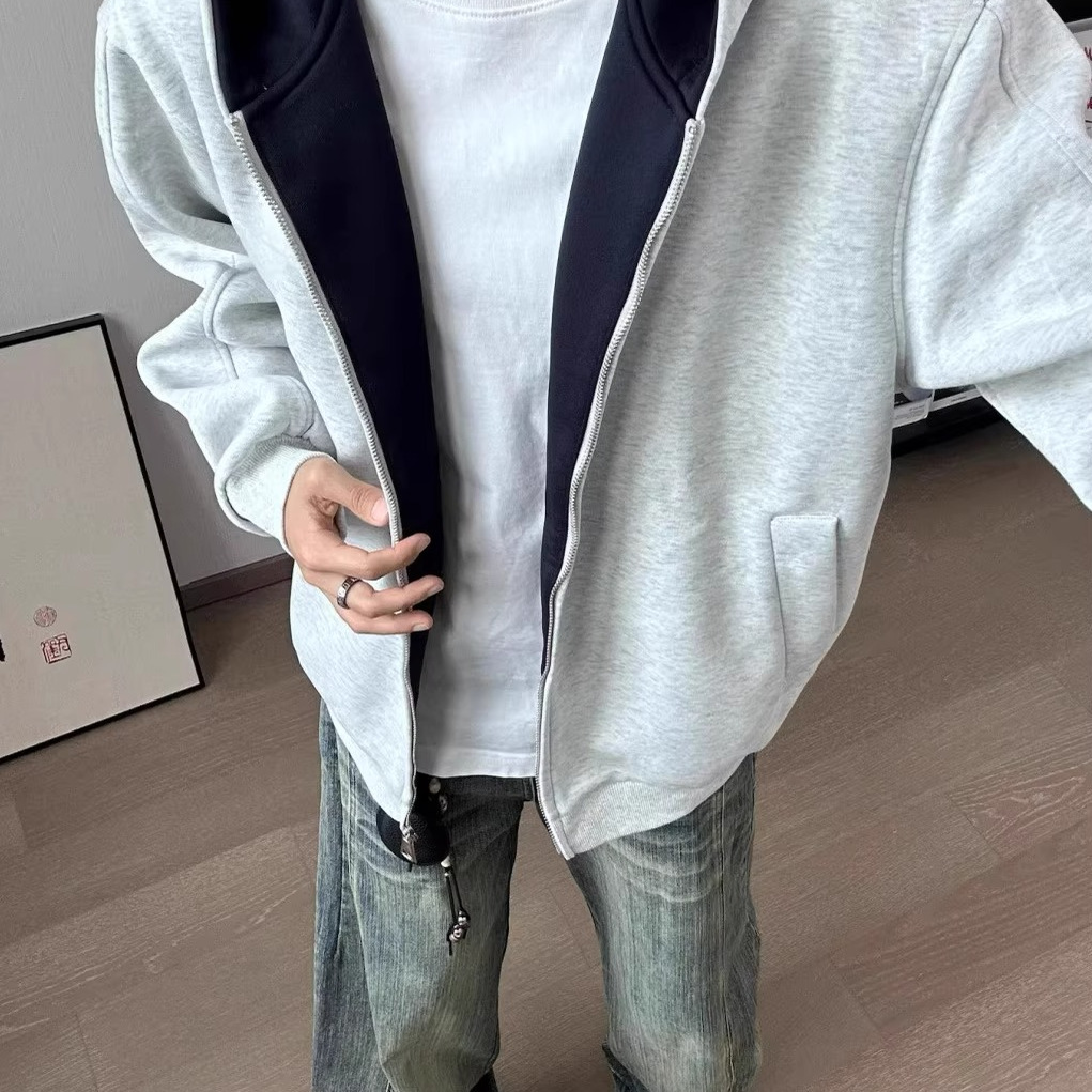 卫衣男新款拉链百搭帽衫开衫外套