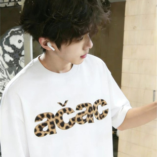 美式潮牌高级感纯棉男款短袖印花重磅高街新款青少年圆领情侣上衣