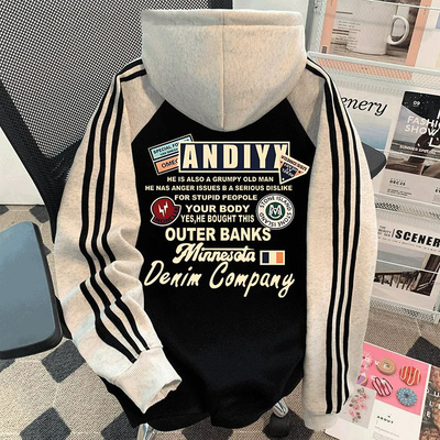 重磅加绒连帽卫衣男青少年外套